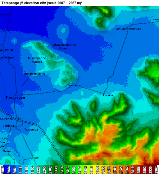 Zoom OUT 2x Tetepango, Mexico elevation map