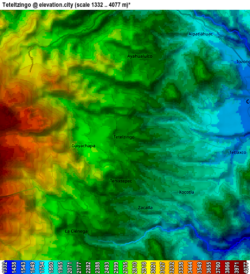 Zoom OUT 2x Teteltzingo, Mexico elevation map