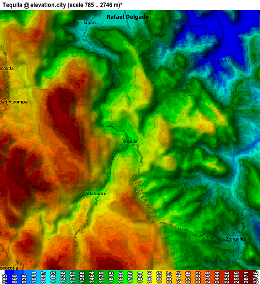 Zoom OUT 2x Tequila, Mexico elevation map