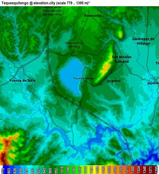 Zoom OUT 2x Tequesquitengo, Mexico elevation map