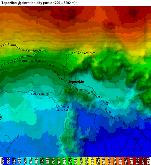 Zoom OUT 2x Tepoztlán, Mexico elevation map