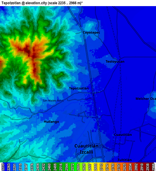 Zoom OUT 2x Tepotzotlán, Mexico elevation map