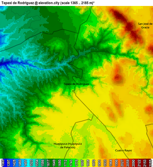 Zoom OUT 2x Tepexi de Rodríguez, Mexico elevation map