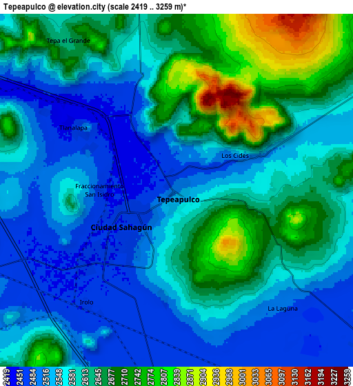 Zoom OUT 2x Tepeapulco, Mexico elevation map