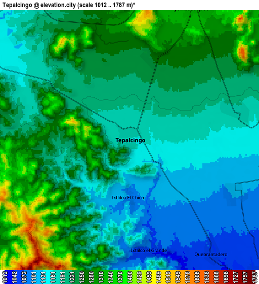 Zoom OUT 2x Tepalcingo, Mexico elevation map