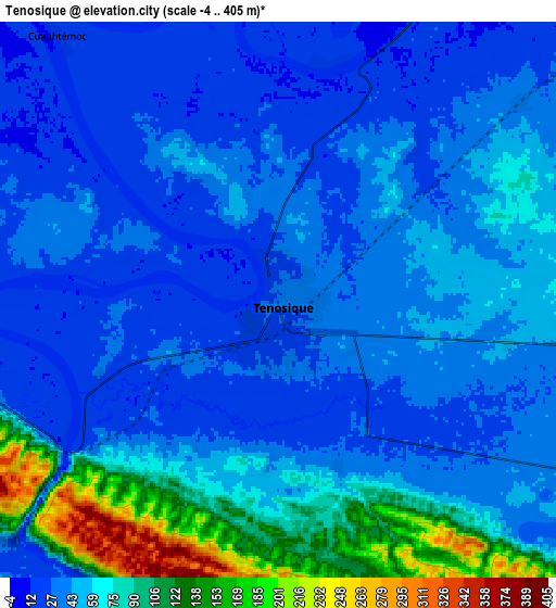 Zoom OUT 2x Tenosique, Mexico elevation map