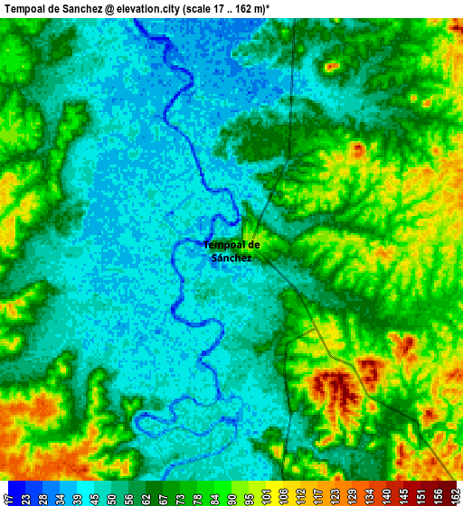 Zoom OUT 2x Tempoal de Sánchez, Mexico elevation map