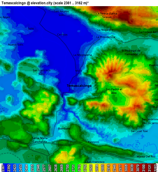 Zoom OUT 2x Temascalcingo, Mexico elevation map