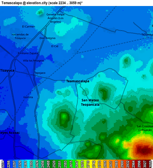 Zoom OUT 2x Temascalapa, Mexico elevation map