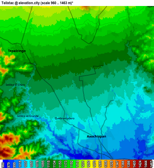 Zoom OUT 2x Telixtac, Mexico elevation map