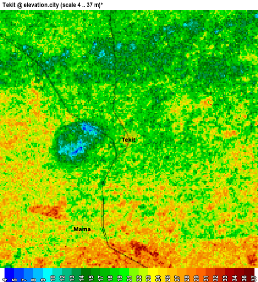 Zoom OUT 2x Tekit, Mexico elevation map
