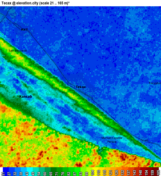 Zoom OUT 2x Tecax, Mexico elevation map