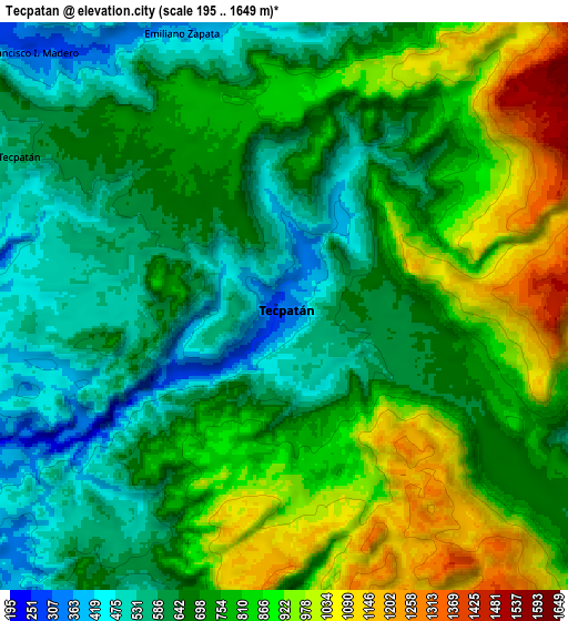 Zoom OUT 2x Tecpatán, Mexico elevation map