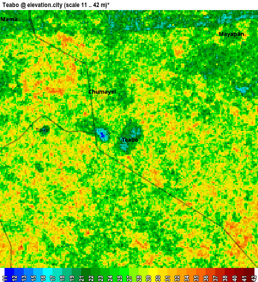Zoom OUT 2x Teabo, Mexico elevation map