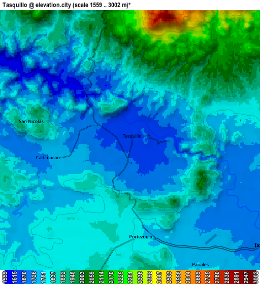 Zoom OUT 2x Tasquillo, Mexico elevation map