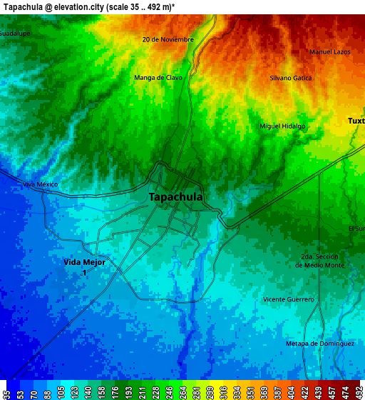 Zoom OUT 2x Tapachula, Mexico elevation map