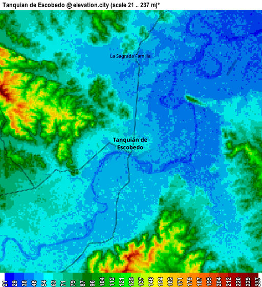 Zoom OUT 2x Tanquián de Escobedo, Mexico elevation map