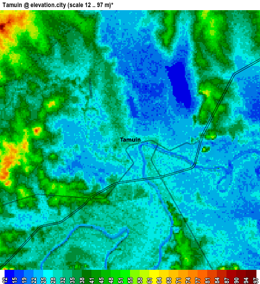 Zoom OUT 2x Tamuín, Mexico elevation map