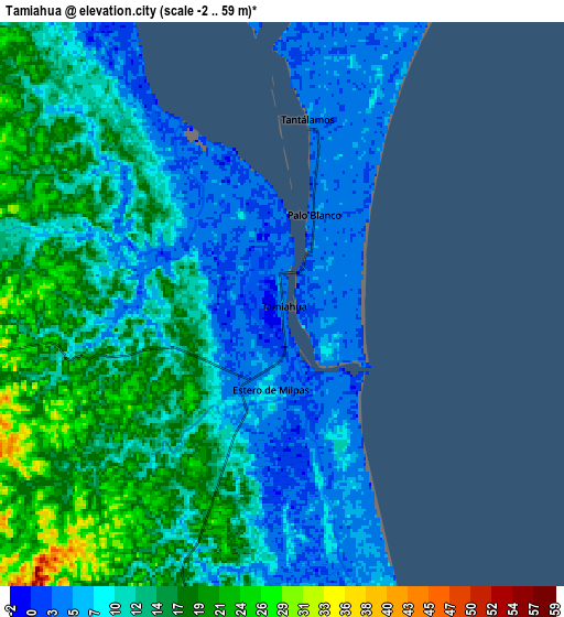 Zoom OUT 2x Tamiahua, Mexico elevation map