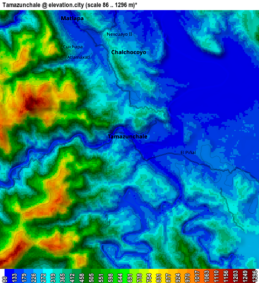 Zoom OUT 2x Tamazunchale, Mexico elevation map