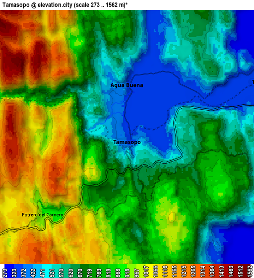 Zoom OUT 2x Tamasopo, Mexico elevation map