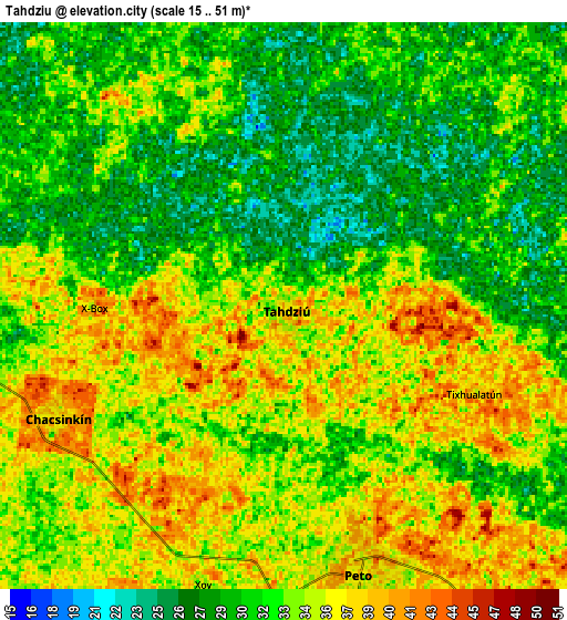 Zoom OUT 2x Tahdziu, Mexico elevation map