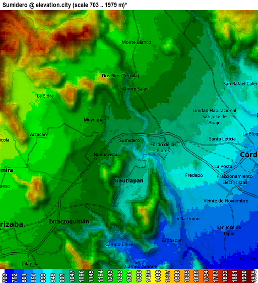 Zoom OUT 2x Sumidero, Mexico elevation map