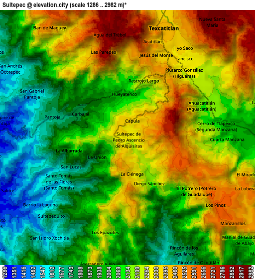 Zoom OUT 2x Sultepec, Mexico elevation map