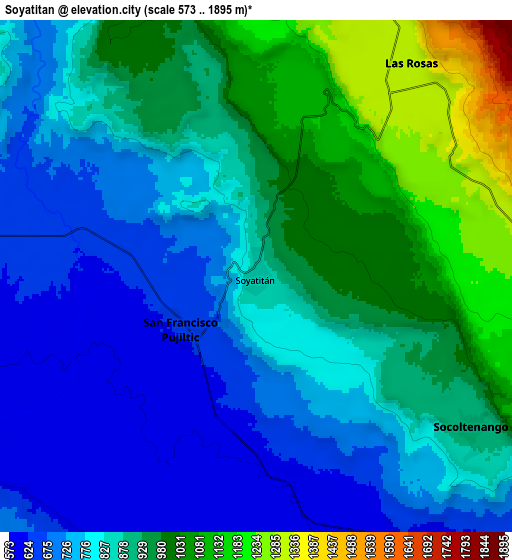 Zoom OUT 2x Soyatitán, Mexico elevation map