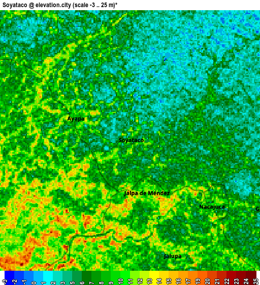 Zoom OUT 2x Soyataco, Mexico elevation map