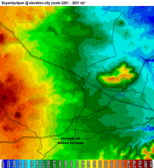 Zoom OUT 2x Soyaniquilpan, Mexico elevation map