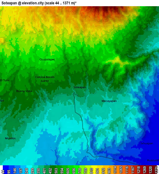Zoom OUT 2x Soteapan, Mexico elevation map