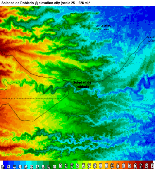 Zoom OUT 2x Soledad de Doblado, Mexico elevation map