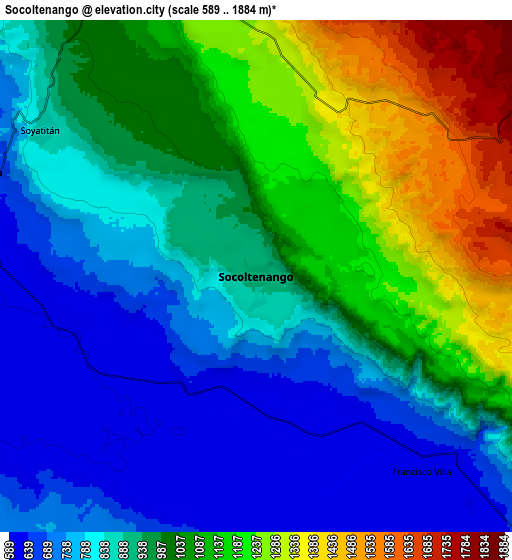 Zoom OUT 2x Socoltenango, Mexico elevation map