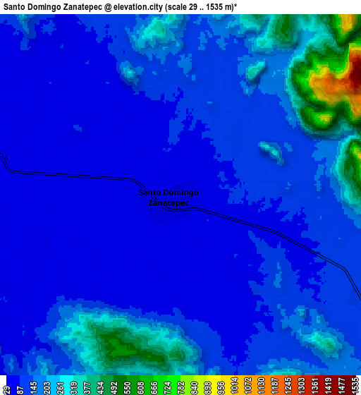 Zoom OUT 2x Santo Domingo Zanatepec, Mexico elevation map