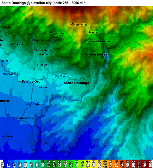 Zoom OUT 2x Santo Domingo, Mexico elevation map