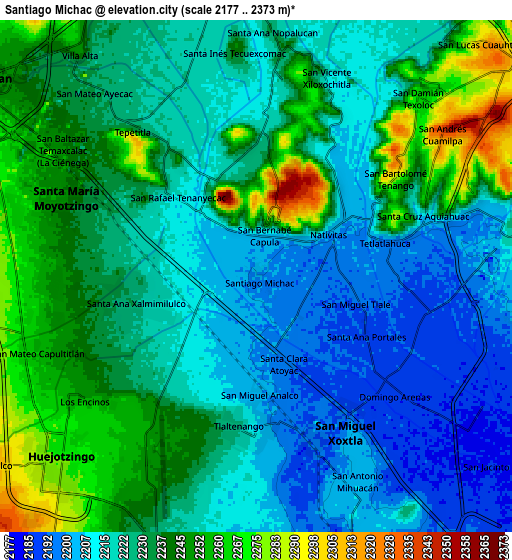 Zoom OUT 2x Santiago Michac, Mexico elevation map