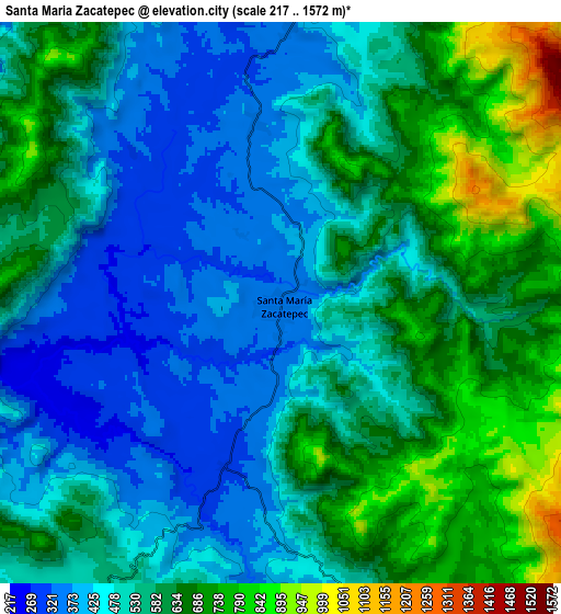 Zoom OUT 2x Santa María Zacatepec, Mexico elevation map