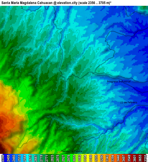 Zoom OUT 2x Santa María Magdalena Cahuacán, Mexico elevation map