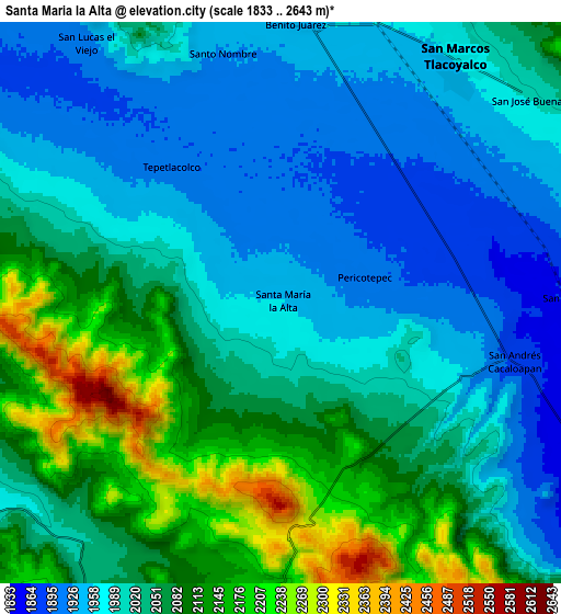 Zoom OUT 2x Santa María la Alta, Mexico elevation map