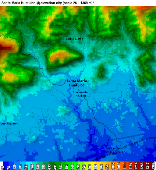 Zoom OUT 2x Santa María Huatulco, Mexico elevation map