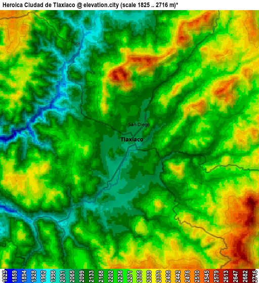 Zoom OUT 2x Heroica Ciudad de Tlaxiaco, Mexico elevation map