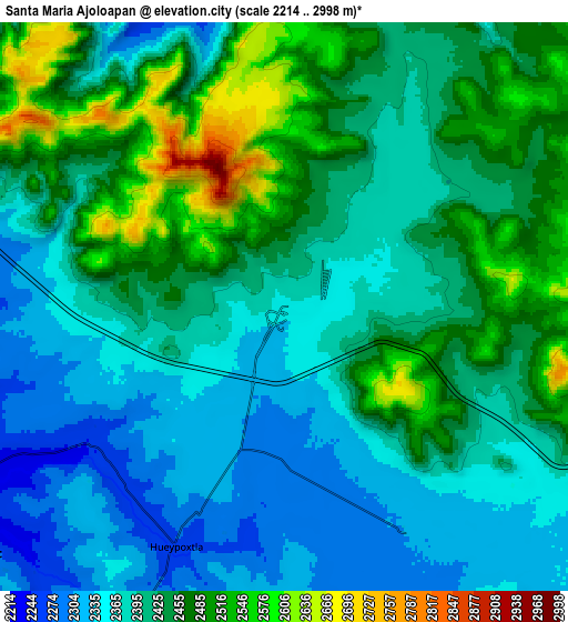 Zoom OUT 2x Santa María Ajoloapan, Mexico elevation map