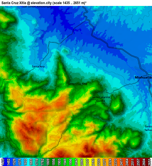 Zoom OUT 2x Santa Cruz Xitla, Mexico elevation map