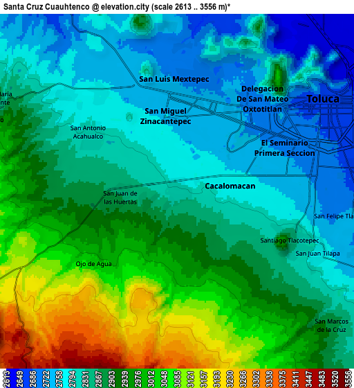 Zoom OUT 2x Santa Cruz Cuauhtenco, Mexico elevation map