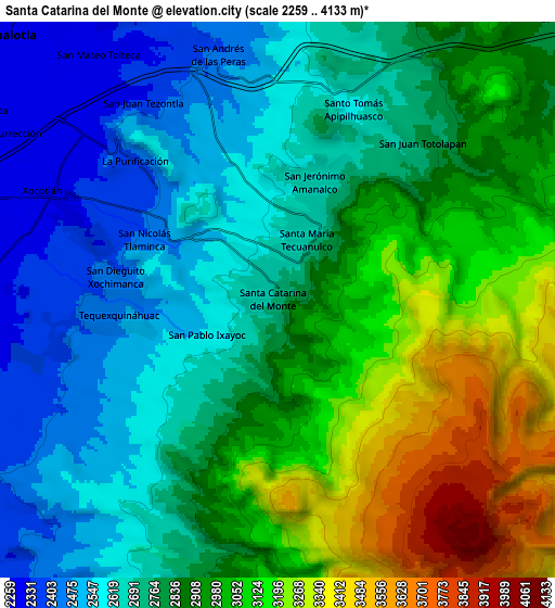 Zoom OUT 2x Santa Catarina del Monte, Mexico elevation map