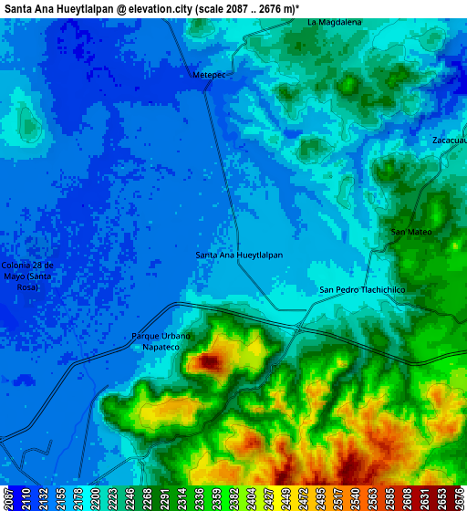 Zoom OUT 2x Santa Ana Hueytlalpan, Mexico elevation map