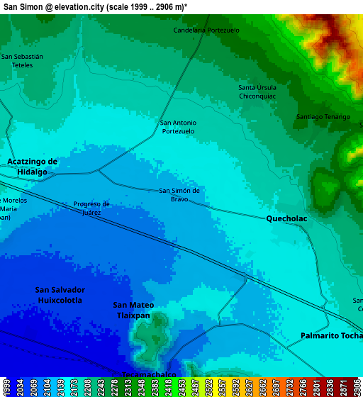 Zoom OUT 2x San Simón, Mexico elevation map