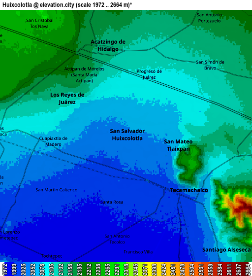 Zoom OUT 2x Huixcolotla, Mexico elevation map