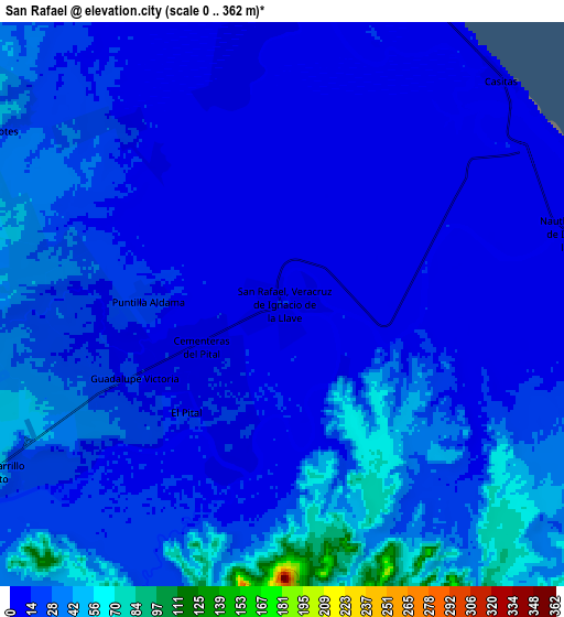 Zoom OUT 2x San Rafael, Mexico elevation map